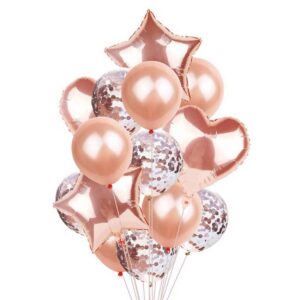 Roséguld Ballong Hjärta Stjärna Folieballonger Konfettiballonger
