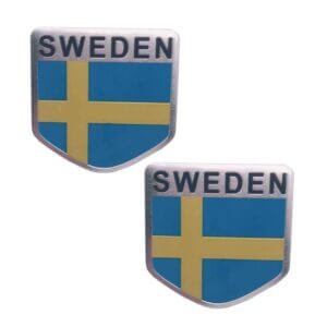 Sverige flagga metall dekal for bil 2 pack