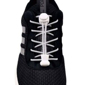Elastiska skosnoren med dragsko no tie shoelaces vit svart 5