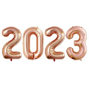 2023 Sifferballonger Roséguld För Nyår 102cm Stora