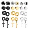 12 Par Fake Piercings Utan Hål Svart Guld Silver