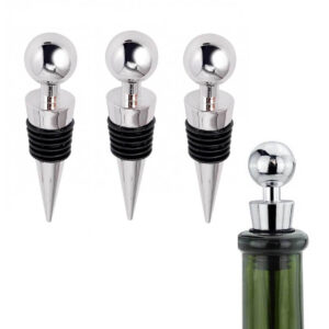 3-pack vinkork i metall - vinpropp vinförslutare silver