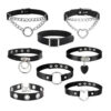 8-pack Pu Läder Choker Halsband Skinn Svart