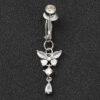 Fake navelpiercing clip-on navelring utan hål fjäril kristall silver