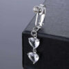 Fake navelpiercing clip-on navelring utan hål hjärta kristall silver