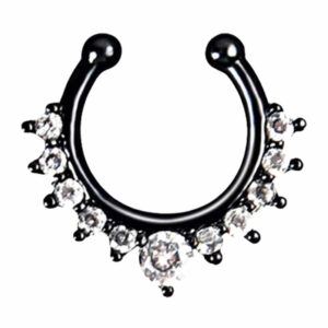 Fake Septum Näspiercing Näsring Utan Hål Svart