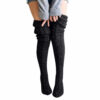 Varma Stickade Knästrumpor Höga Strumpor Thigh High Svart