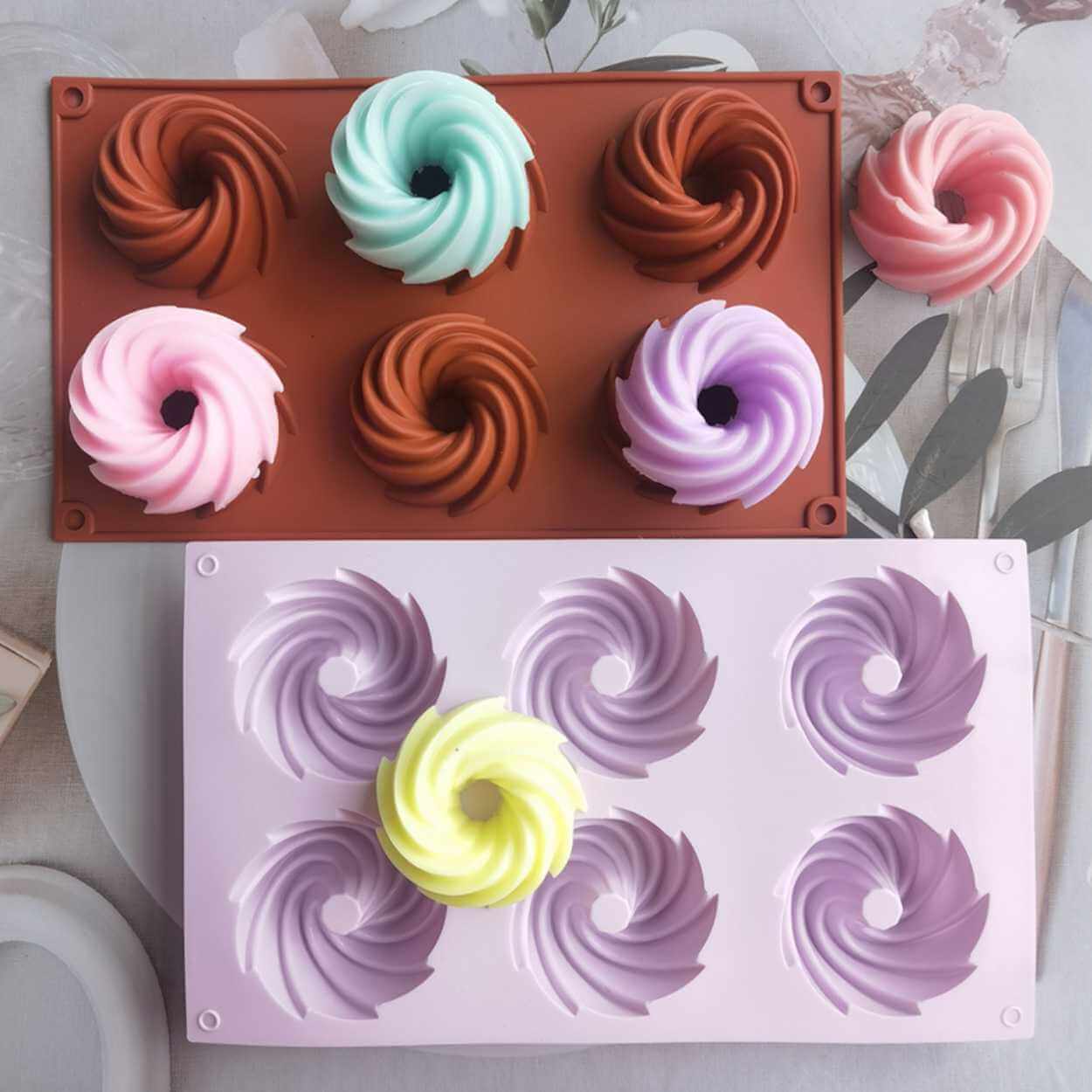 Silikon ljusform stearinljus diy 6st spiraler donuts