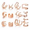 Fake Helix Piercing 12-pack Örhänge Ear Cuff Utan Hål Roséguld
