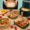 Fyrkantiga air fryer papper 100-pack - 17cm engångspapper för luftfritös