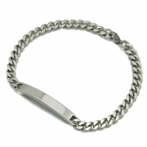 Kedja Armband Länk Med Id Bricka Stål Silver