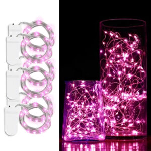 6-pack 1m Mini Led Ljusslinga Batteridriven Rosa