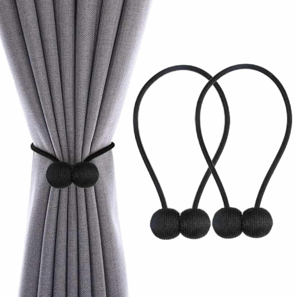 2-Pack Magnetiskt Gardinspänne Gardinknut - Svart