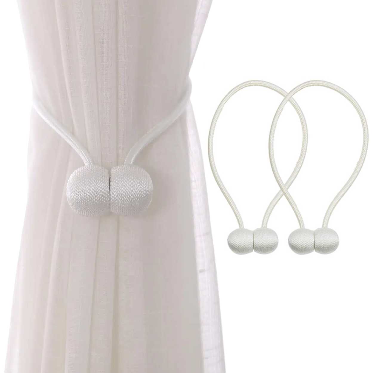 2-Pack Magnetiskt Gardinspänne Gardinknut - Vit