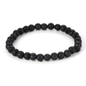 Stenarmband Naturliga Lavastenar 6mm Svart