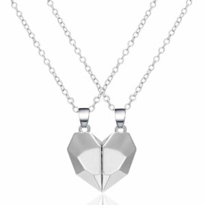 Parhalsband Magnetiskt Brythjärta Kedja Silver
