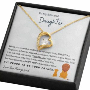 Present Halsband till Dotter, Hjärta Kubisk Zirkon Guld