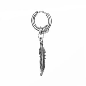 Piercing Örhänge Ring med Hängande Fjäder Silver