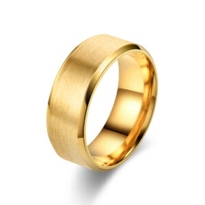 Borstad Ring Rostfritt Stål 8mm Guld