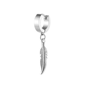 Piercing Örhänge Tjock Ring med Fjäder Silver