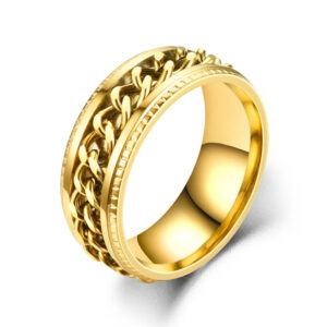 Ring med Kedja 8mm Rostfritt Stål Guld
