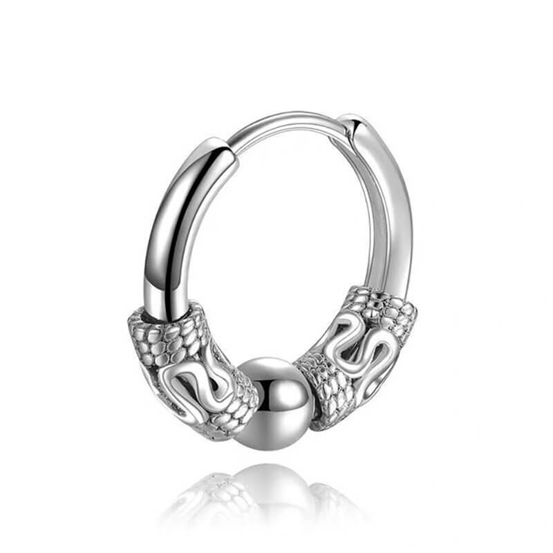 Örhänge ring piercing med kula silver