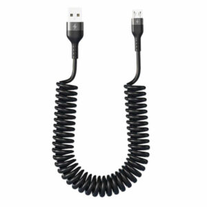 USB A Micro-USB Spiralkabel 3A Snabbladdning 1,5m Svart