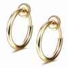 2-pack Clip-On Örhänge - Fake Piercing Ring Utan Hål Ljus Guld