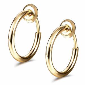 2-pack Clip-On Örhänge - Fake Piercing Ring Utan Hål Ljus Guld