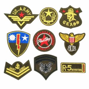 9st Tygmärken med Militär Motiv Armé Stryklappar