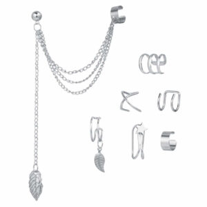 Ear Cuff Öron Piercing Set Utan Hål Silver