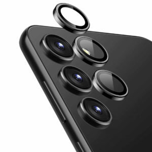 Samsung Galaxy S23/S23 Plus Kameraskydd Metall Härdat Glas Svart