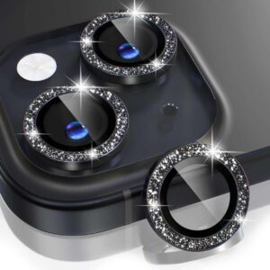 iPhone 14/14 Plus Linsskydd Bling Glitter Svart