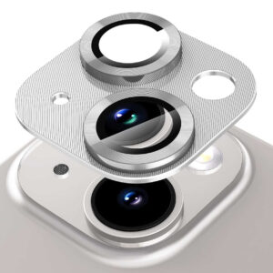 iPhone 15/15 Plus Linsskydd Metall Härdat Glas Silver