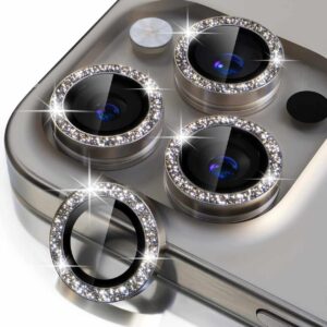 iPhone 15 Pro/Pro Max Kameraskydd Bling Glitter Titan