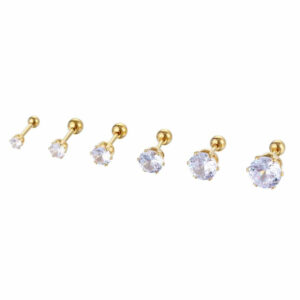 Kristall Stud Piercing Örhänge Guld 8mm