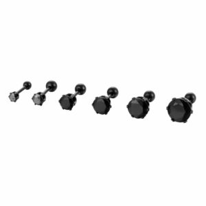 Kristall Stud Piercing Örhänge Svart 3mm