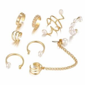 Öron Piercing Set Dam - Pärlor Guld