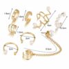 Öron piercing set dam - pärlor guld