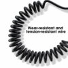 Usb-c spiralkabel med power delivery pd 66w 1,5m svart