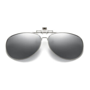 Uppfällbara Polariserade Pilot Clip-On Solglasögon Metall Silver