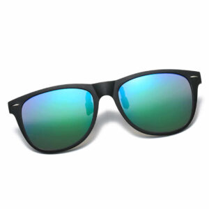 Polariserade Wayfarer Clip On Solglasögon Flip Up Grönt Spegelglas