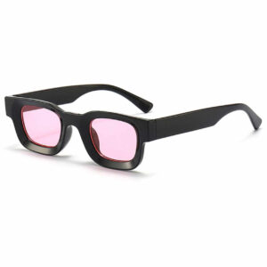 Moderna Tjocka Solglasögon Svart Rosa Glas