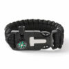 Paracord armband med tändstift, kompass och visselpipa svart