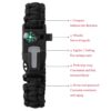 Paracord armband med tändstift, kompass och visselpipa svart