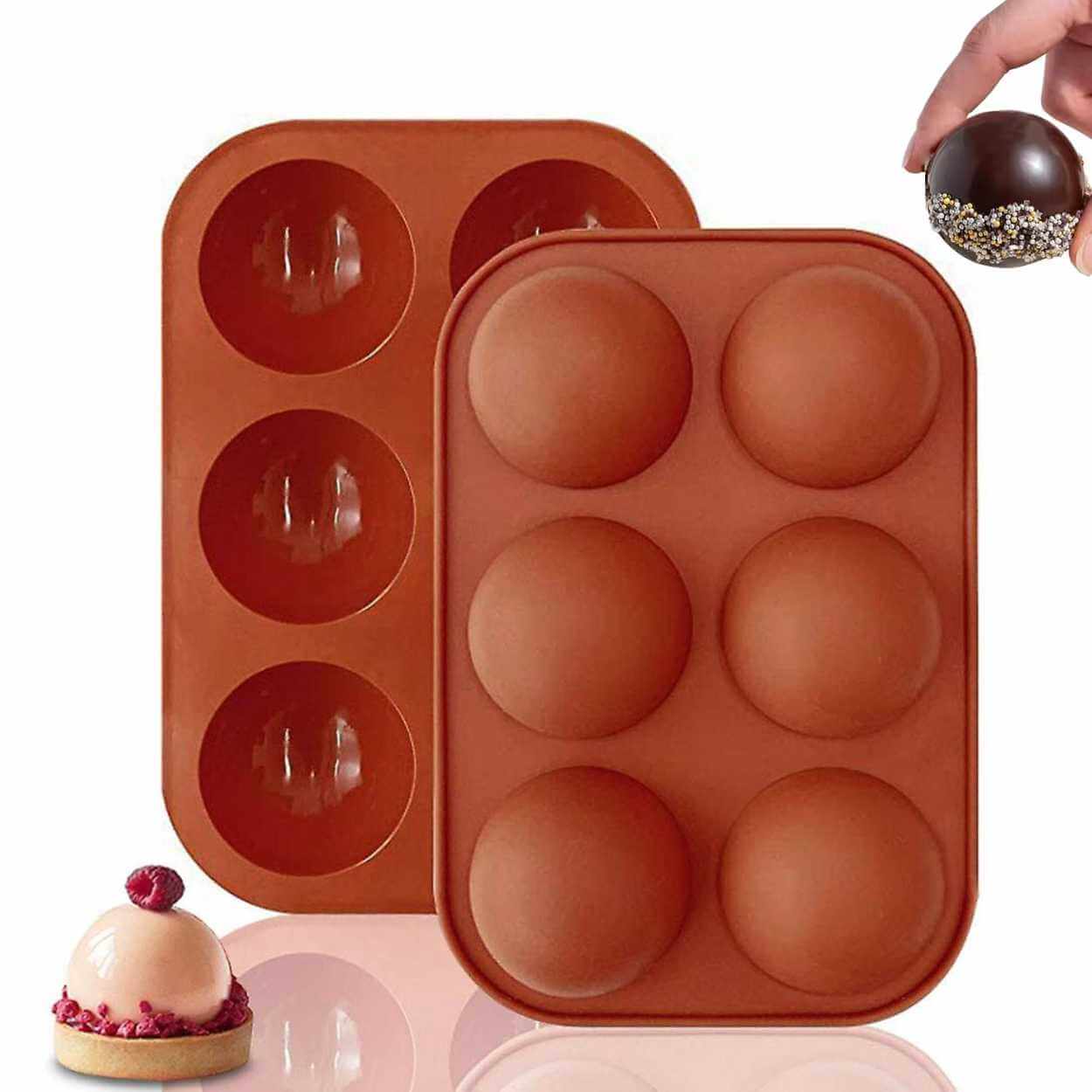 Silikon bakform 6 halvklot kulor - is/choklad/geléform