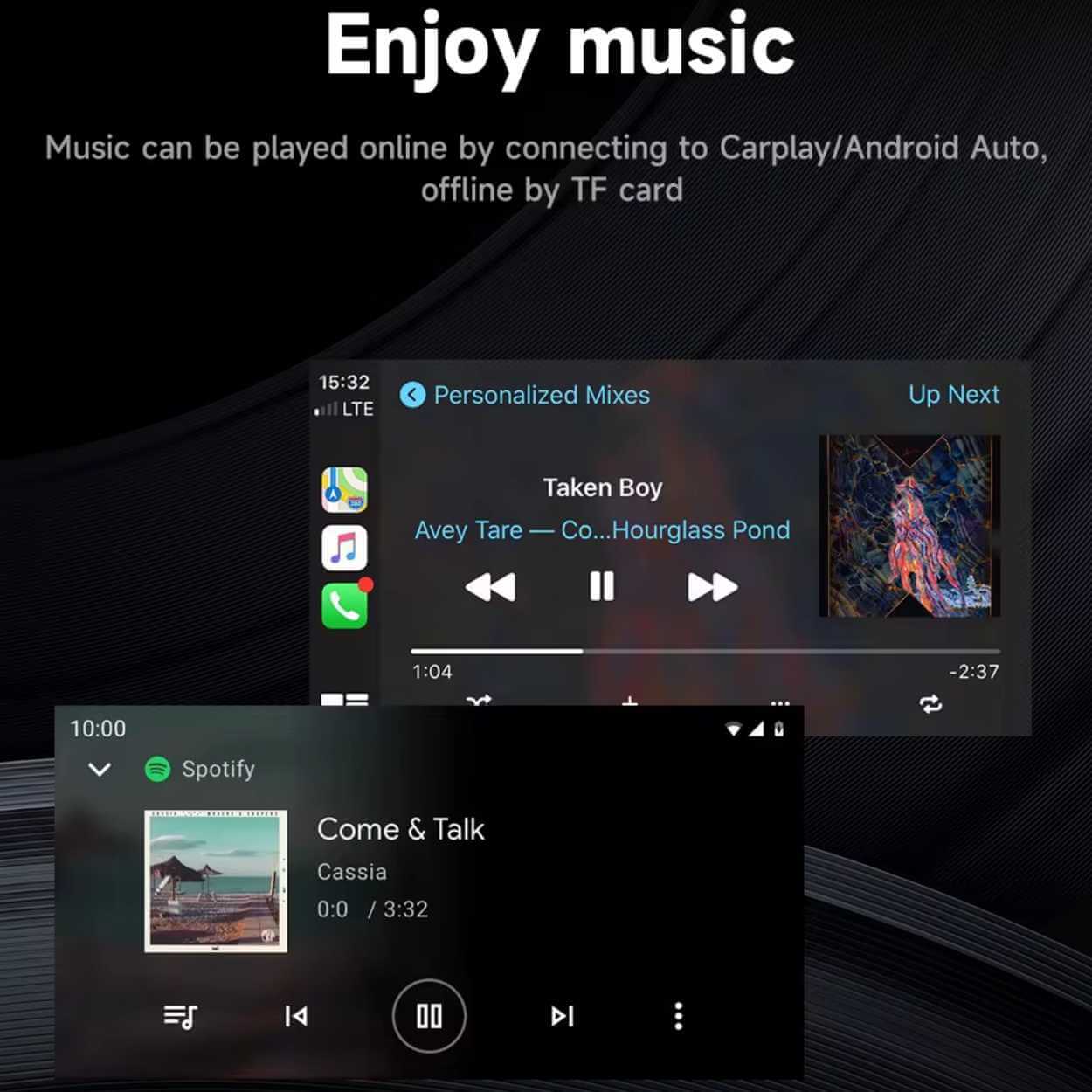 Bilstereo 7" pekskärm för bil med trådlös carplay och android auto - bild 3