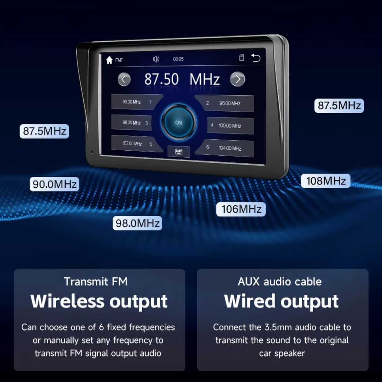 Bilstereo 7" pekskärm för bil med trådlös carplay och android auto - bild 7