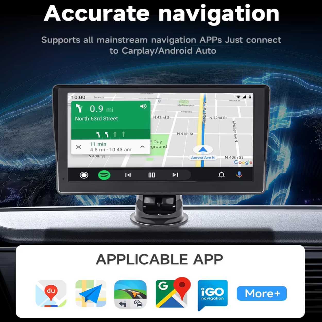 Bilstereo 7" pekskärm för bil med trådlös carplay och android auto - bild 4