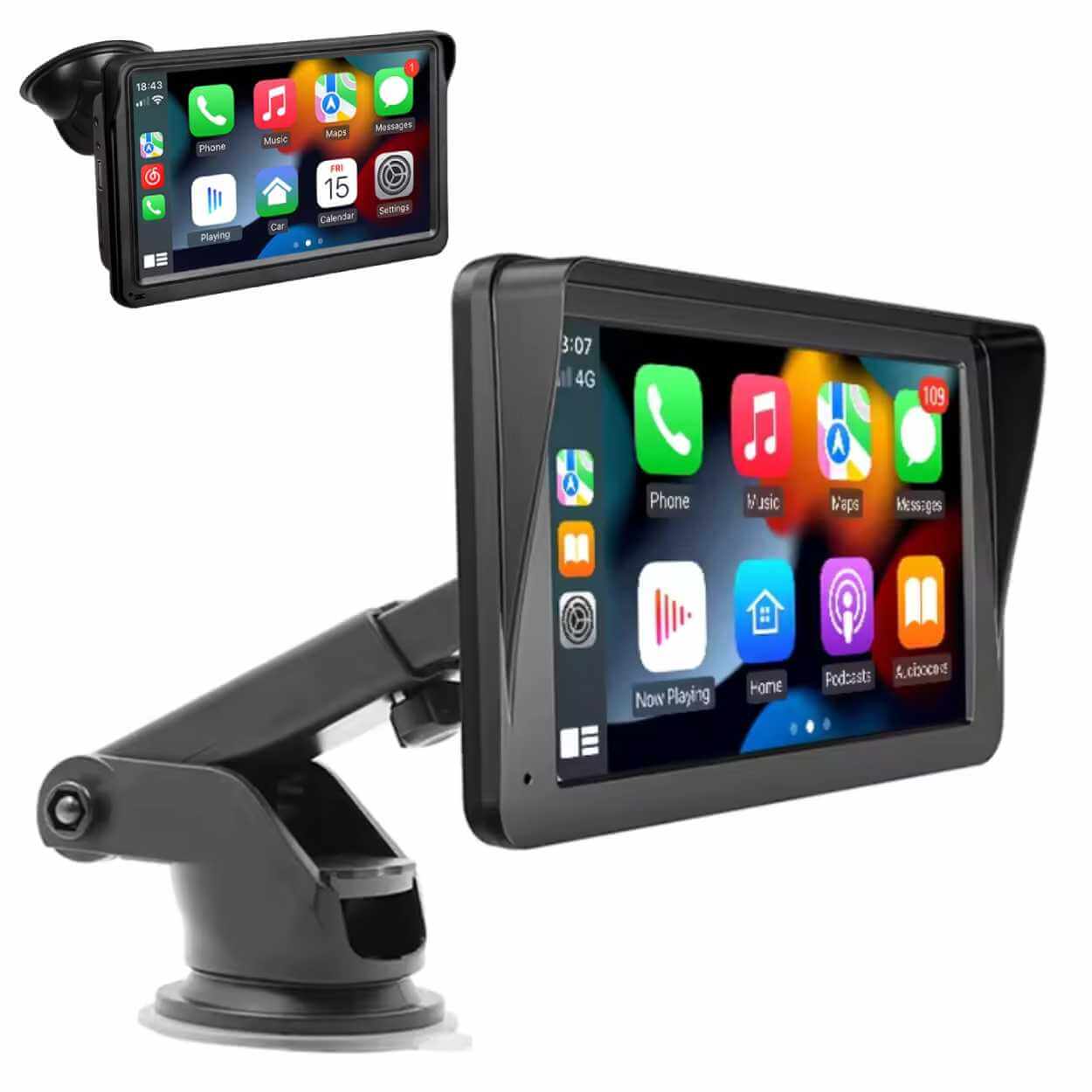 Bilstereo 7" pekskärm för bil med trådlös carplay och android auto